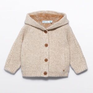 NWT Abel & Lula lined knit baby boy hooded cardigan 6-9 months